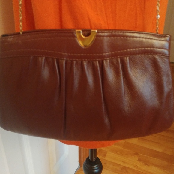 BROWN CLUTCH CROSSBODY CHAIN STRAP HANDBAG - Picture 4 of 6